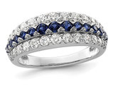 2/3 Carat (ctw) Lab-Created Sapphire Ring Band in 14K White Gold with Lab-Grown Diamonds 9/10 Carat (ctw)